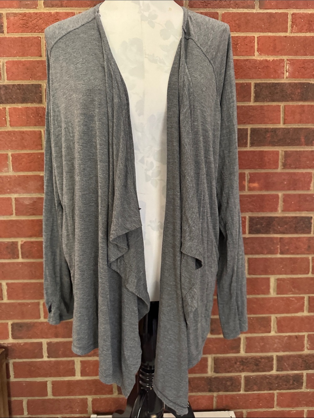 Cuddl Duds Heather Gray Draped Open-Front Cardiganlpoppp